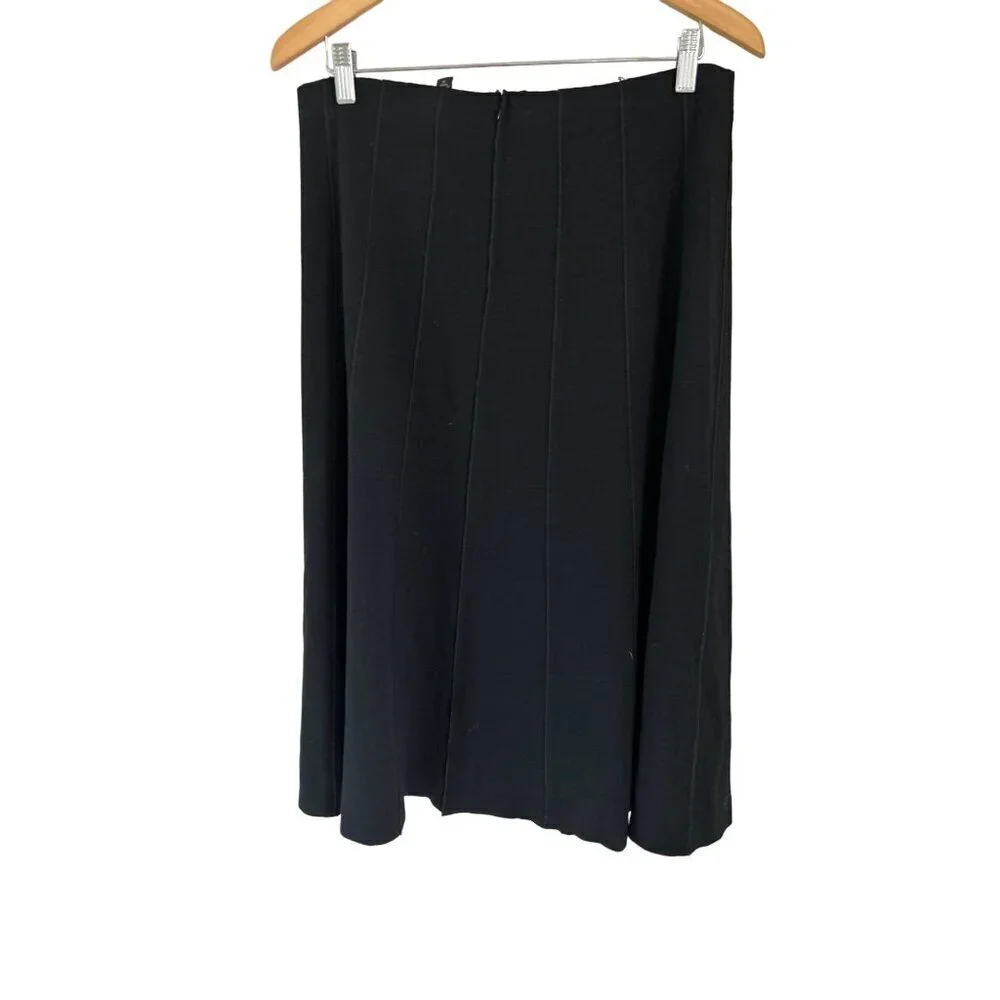EILEEN FISHER A-Line Skirt Black Knitted Wool Viscose Blend Size Med
